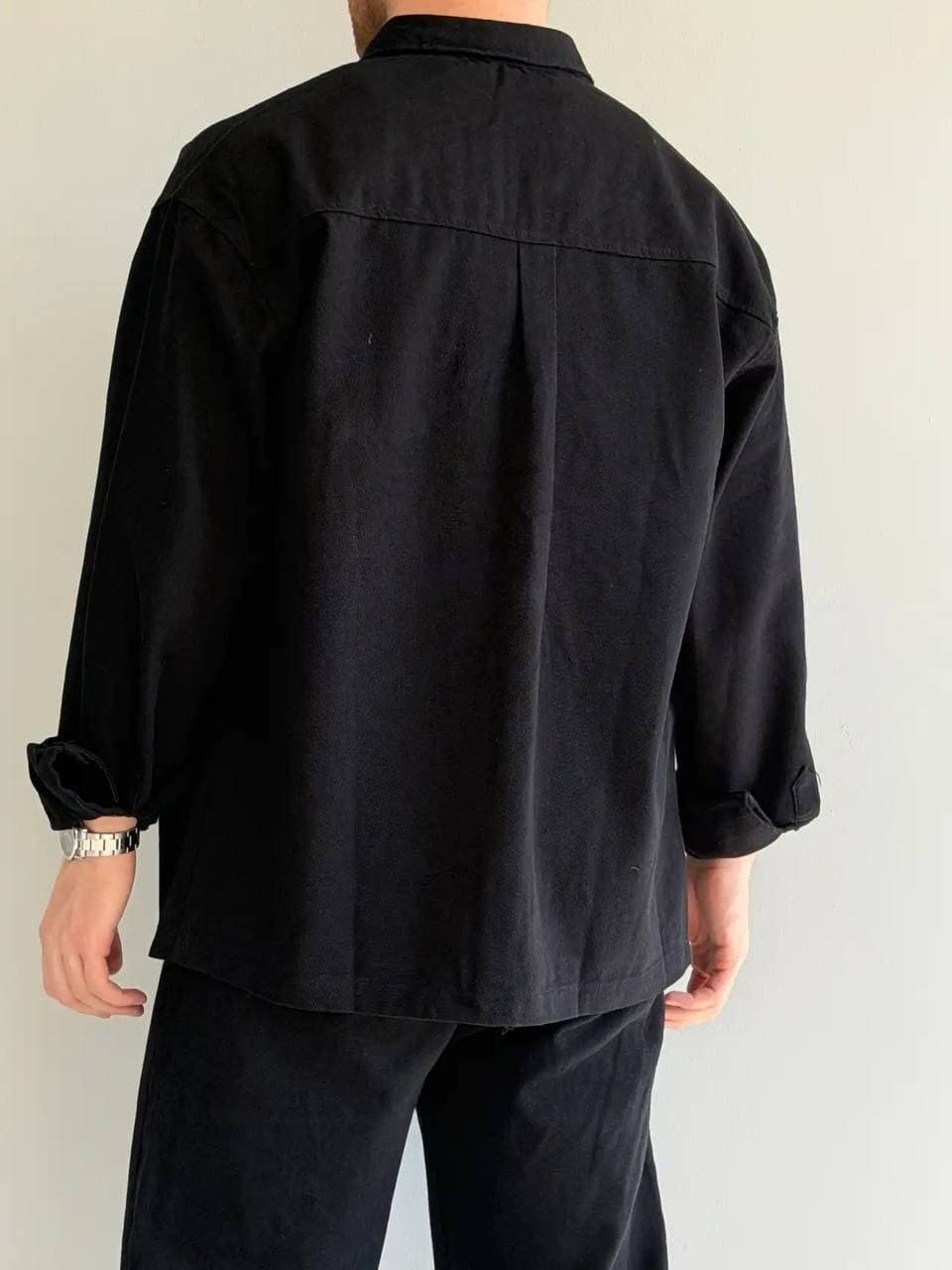 Loose Fit Courdary Shirt With Trouser Black