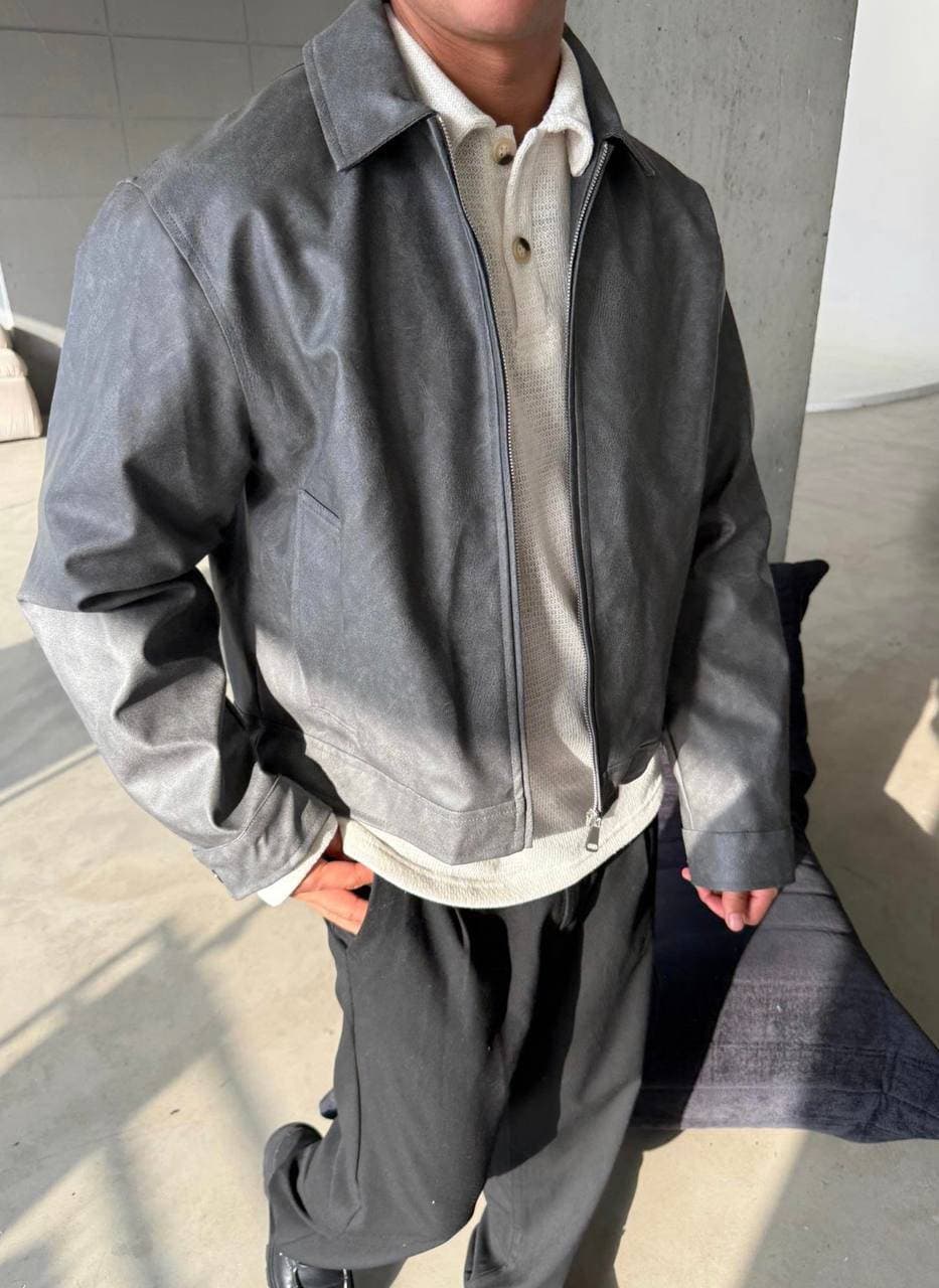 Leather Swing Top Jacket Gray