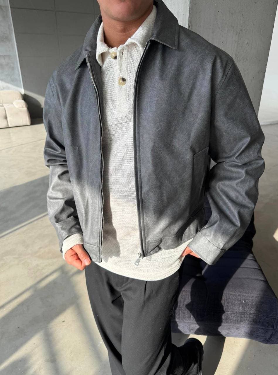 Leather Swing Top Jacket Gray