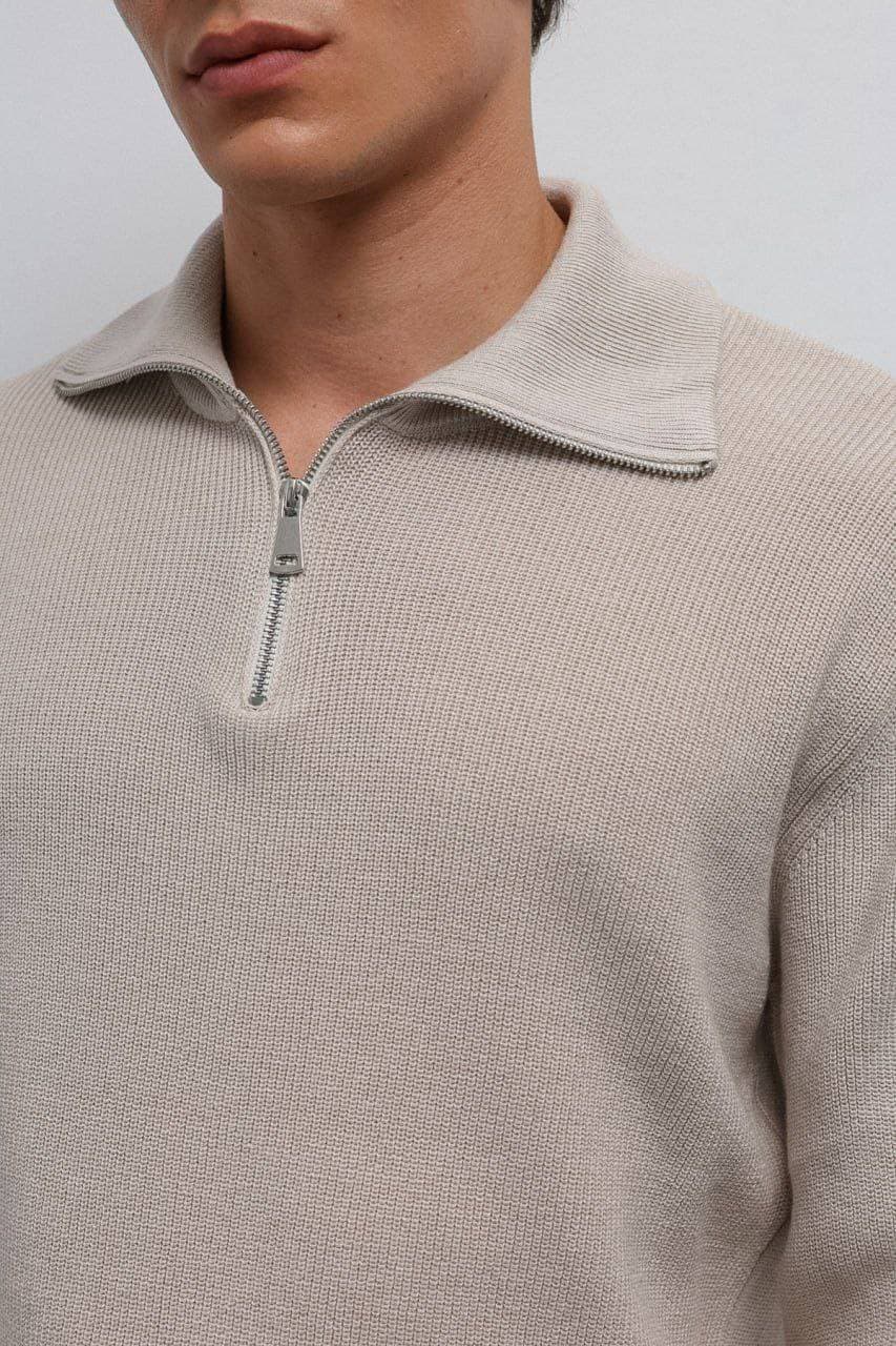Perkins-Neck Quarter Zip Sweater Cream