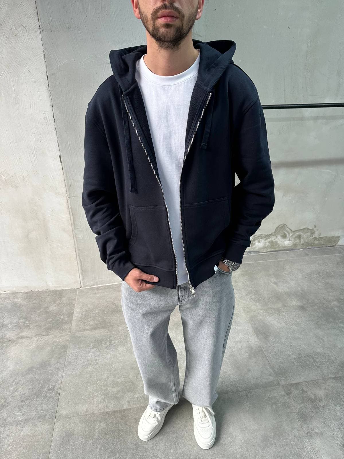 Midweight Standard Zip Hoodie Navy