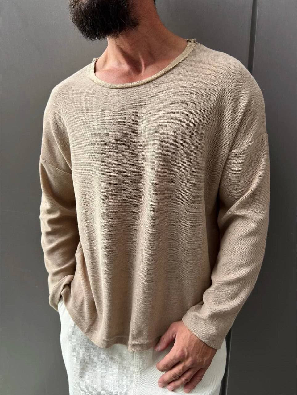 Double Lock U-Neck in Metallic Sand Rustic Mesh Cream