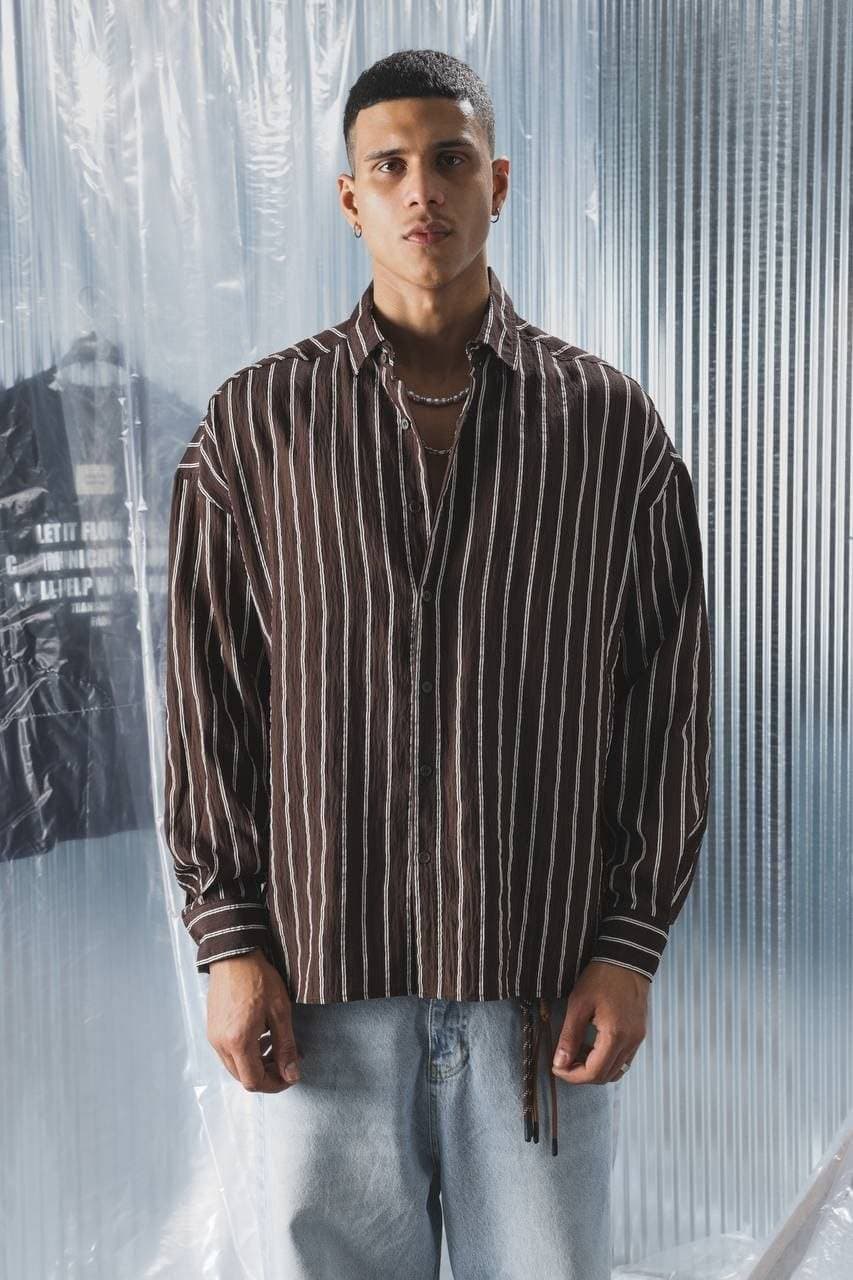 Relaxed Stripe Shirt Brown