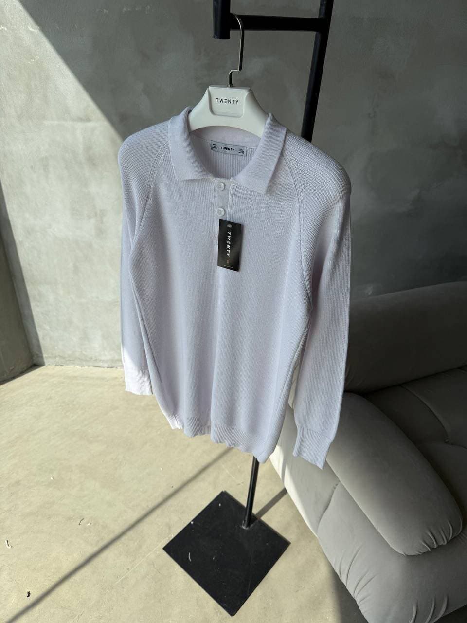 RibStrikket polo Sweater Cream