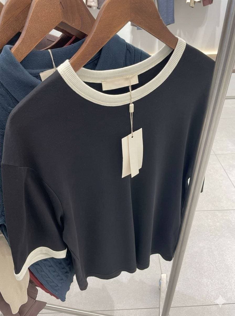 Ringer Crew neck T-Shirt Black