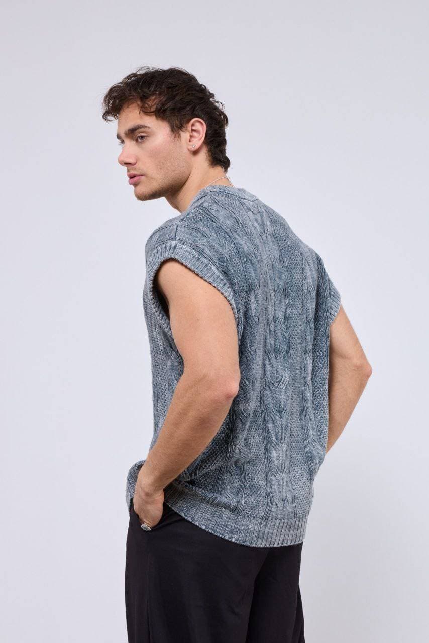 Acidic Wash Chain Vest Gray
