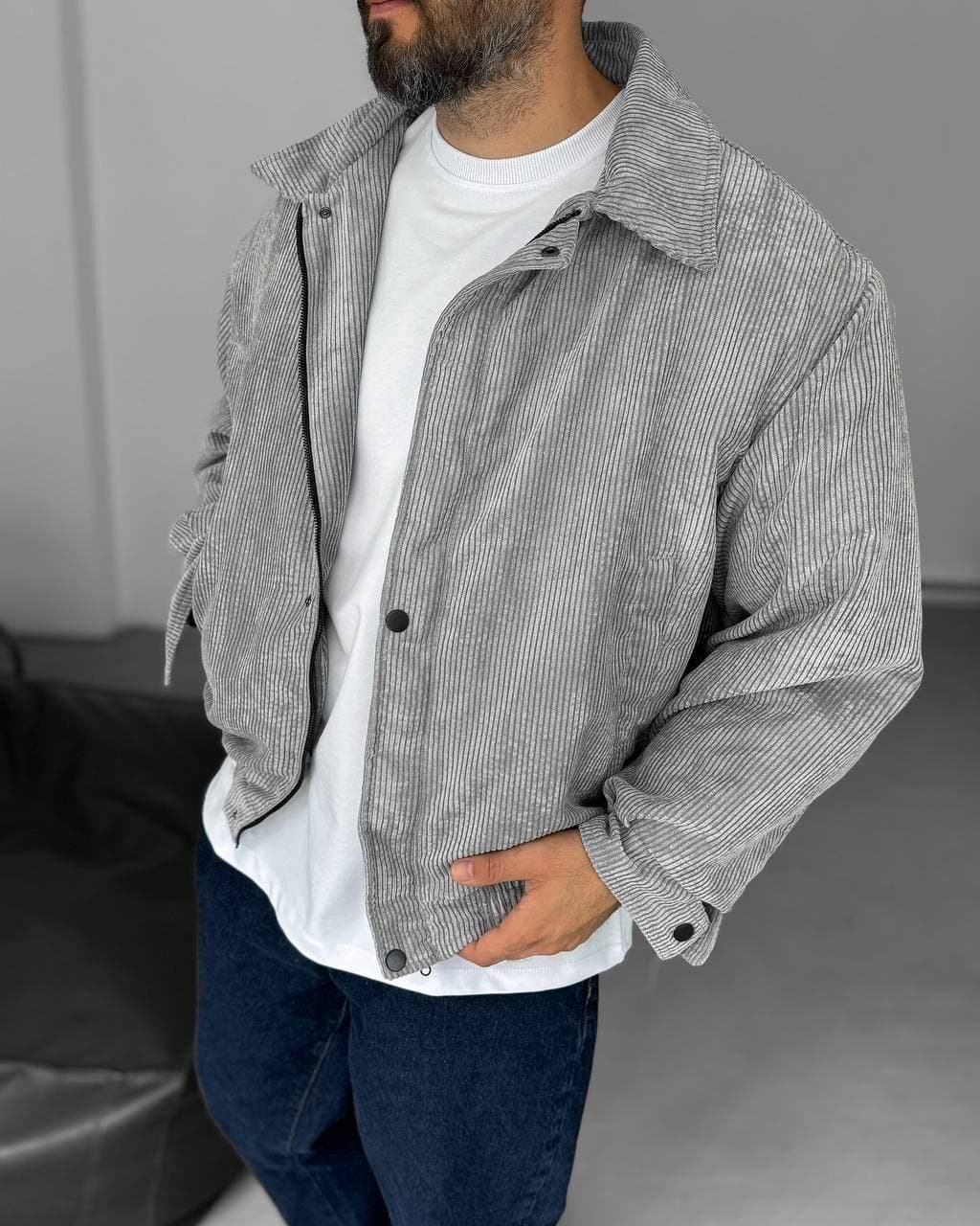 Velvet Bomber Jacket Gray