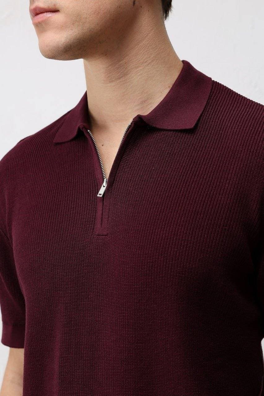 Textured half zip Polo Shirt Unknown
