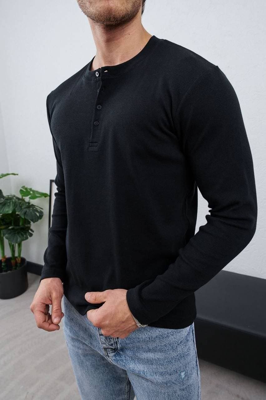Cotton Henley Sweatshirt Unknown
