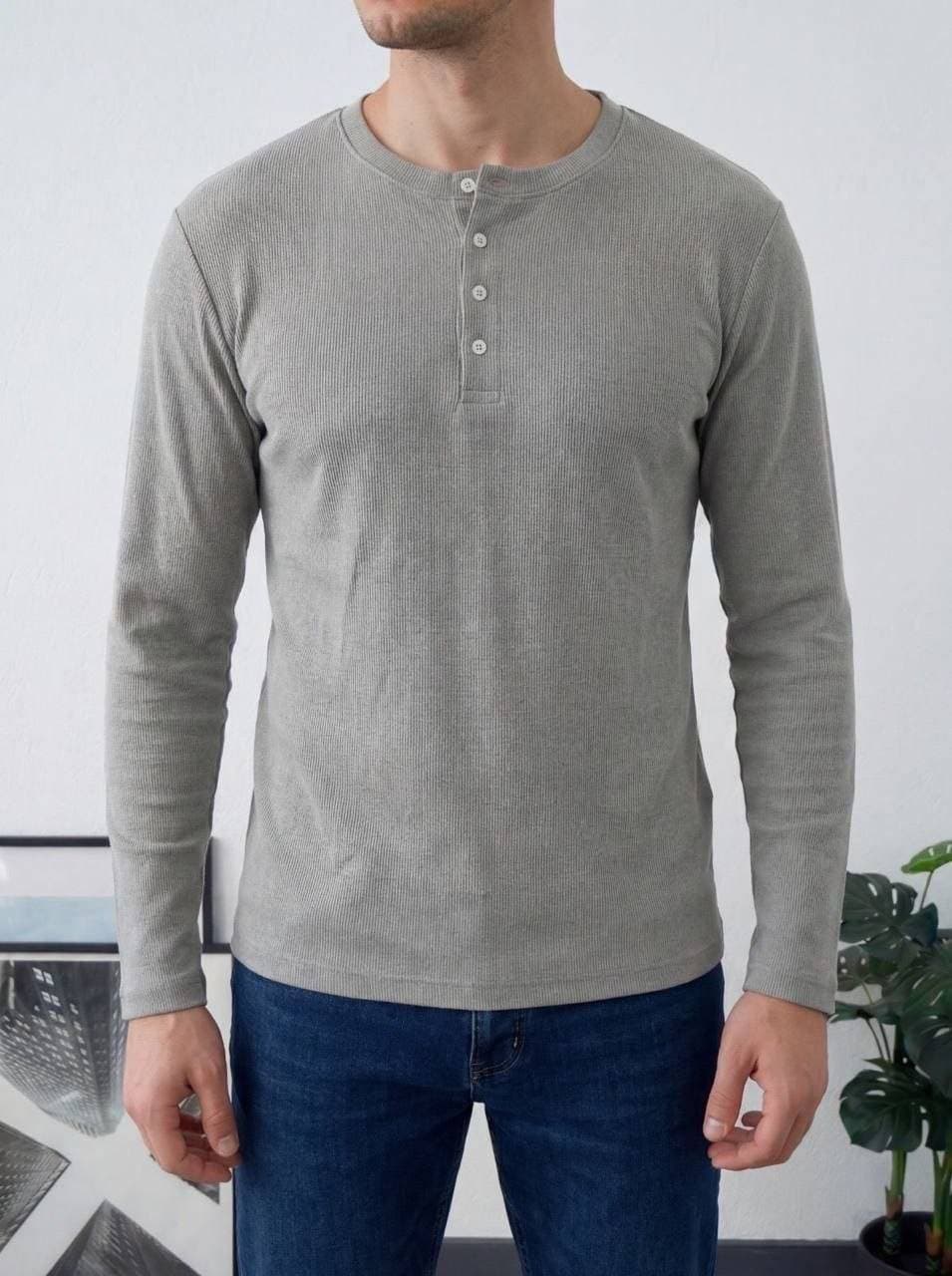 Cotton Henley Sweatshirt Unknown