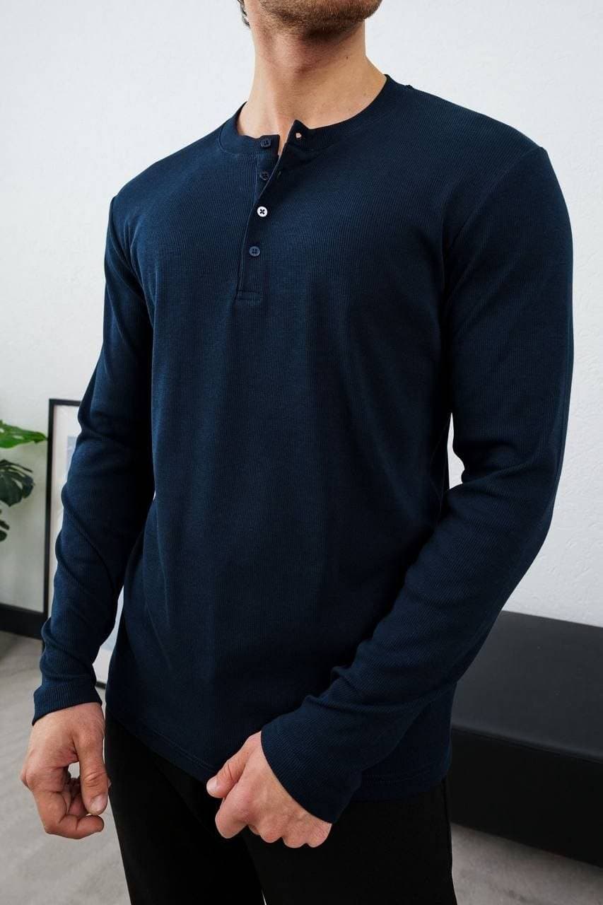 Cotton Henley Sweatshirt Unknown